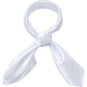 Women's White Silk Feeling Scarf 23.6'' Square Satin Scarf Neck Head Bandana